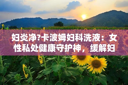 妇炎净?卡波姆妇科洗液：女性私处健康守护神，缓解妇科困扰新选择”