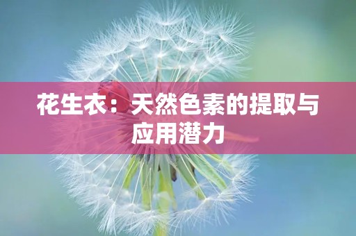 花生衣：天然色素的提取与应用潜力