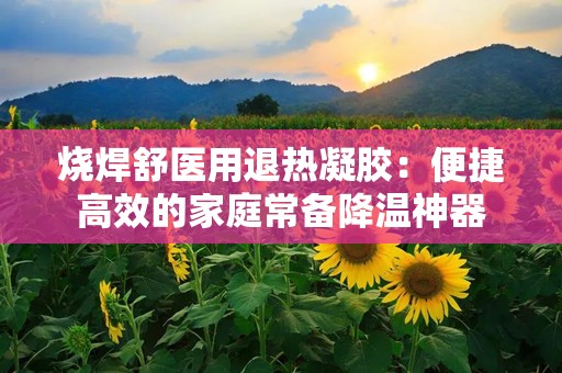 烧焊舒医用退热凝胶：便捷高效的家庭常备降温神器