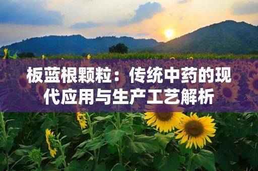 板蓝根颗粒：传统中药的现代应用与生产工艺解析