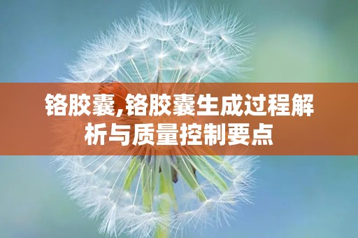 铬胶囊,铬胶囊生成过程解析与质量控制要点