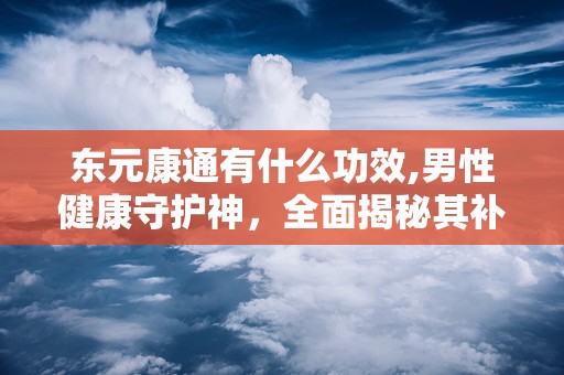 东元康通有什么功效,男性健康守护神，全面揭秘其补肾壮阳、强身健体的神奇功效”