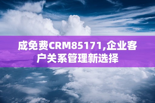 成免费CRM85171,企业客户关系管理新选择