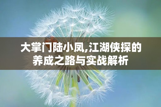 大掌门陆小凤,江湖侠探的养成之路与实战解析