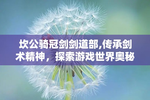 坎公骑冠剑剑道部,传承剑术精神，探索游戏世界奥秘