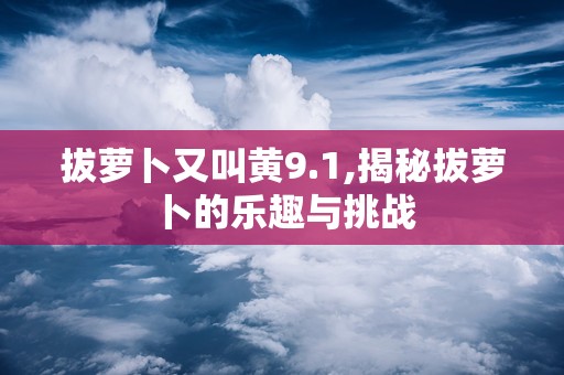 拔萝卜又叫黄9.1,揭秘拔萝卜的乐趣与挑战