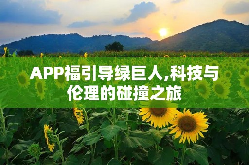 APP福引导绿巨人,科技与伦理的碰撞之旅