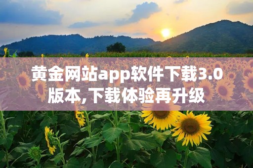 黄金网站app软件下载3.0版本,下载体验再升级